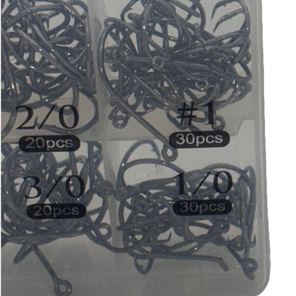Fishing Black Silver Sharpened Box Quality Set 150pcs Fish Hooks 8 Sizes NIB - Picture 5 of 5